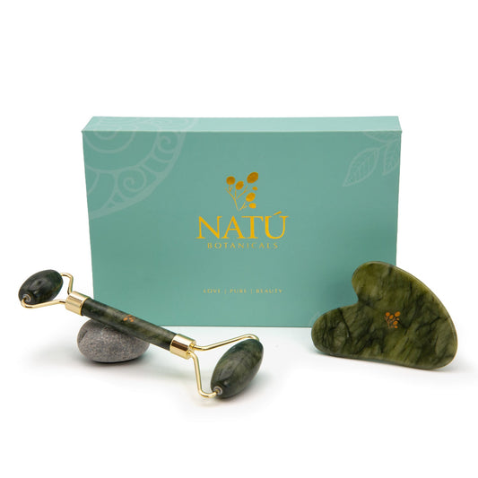 Set de Gua Sha y Rodillo Facial de Jade