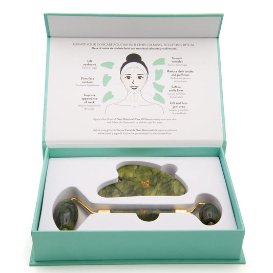 Set de Gua Sha y Rodillo Facial de Jade