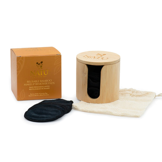 Almohadillas Desmaquillantes Reutilizables de Bambú – 20 Almohadillas con Porta-bambú y Bolsa de Lavado