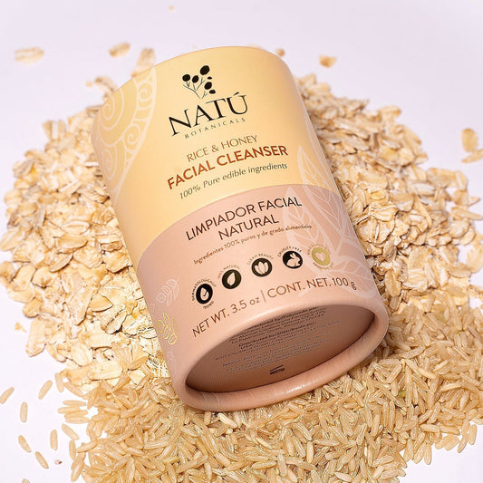 Limpiador facial en polvo de arroz y miel - Natú Botanicals MX