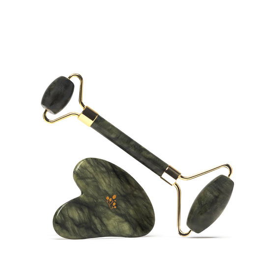 Set de Gua Sha y Rodillo Facial de Jade