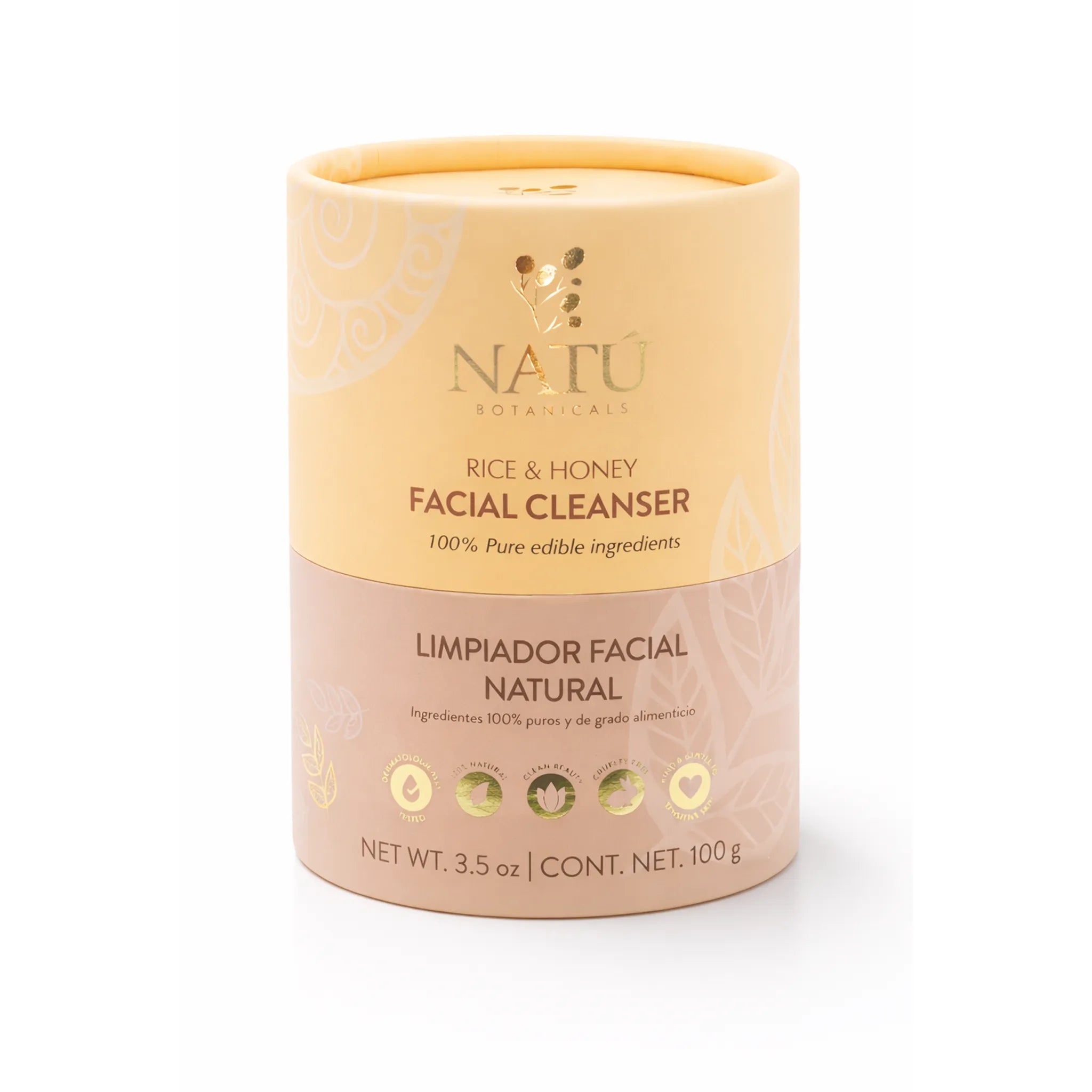 Limpiador facial en polvo de arroz y miel - Natú Botanicals MX