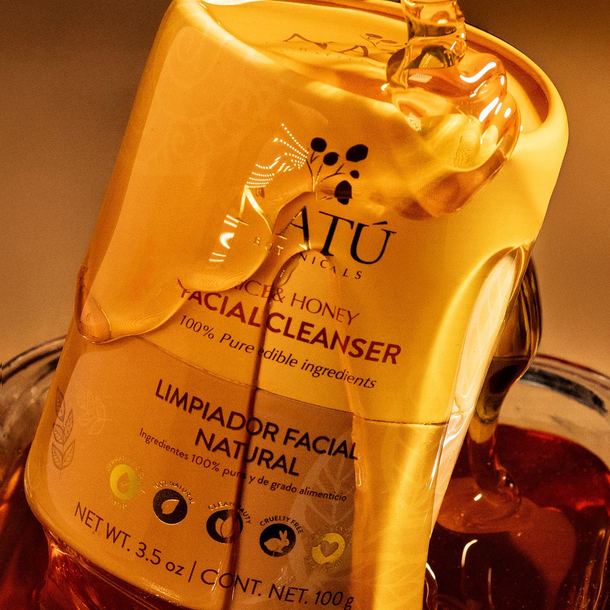 Limpiador facial en polvo de arroz y miel - Natú Botanicals MX