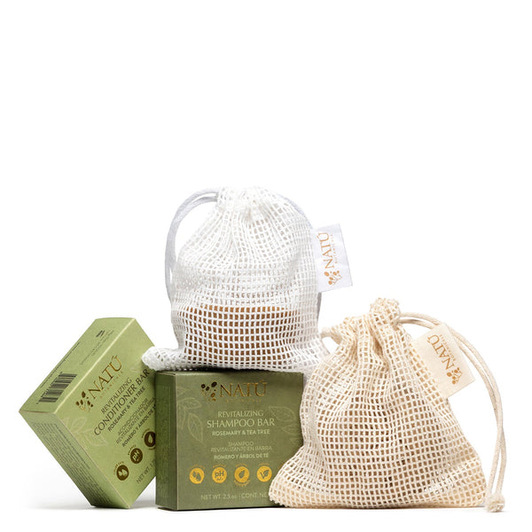 Acondicionador y Shampoo Revitalizante en Barra – Romero y Árbol de Té - Natú Botanicals MX