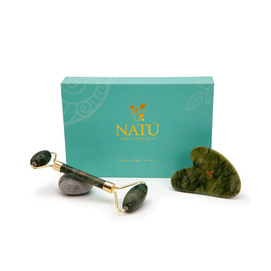 Set de Gua Sha y Rodillo facial de Jade - Natú Botanicals MX