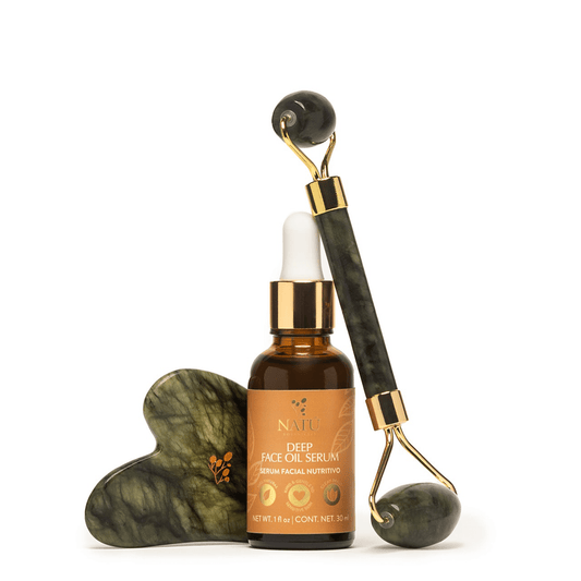 Set de Gua Sha y Rodillo facial de Jade - Natú Botanicals MX