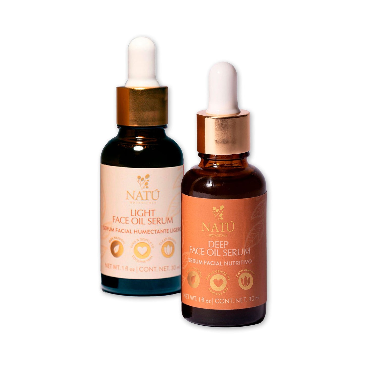 Set de Serums Faciales - Suero Facial Nutritivo & Suero Facial Humectante Ligero - Natú Botanicals MX