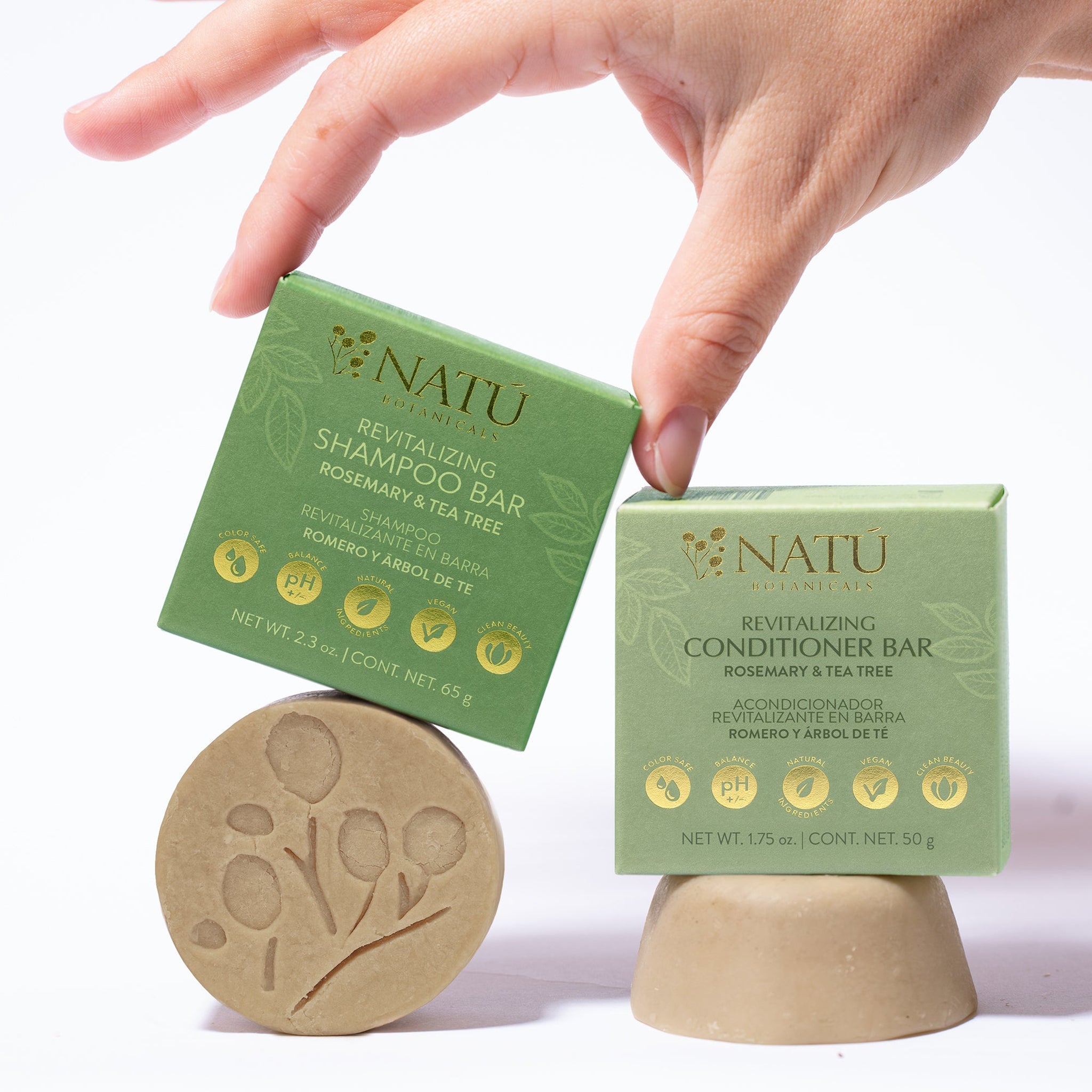 Shampoo Revitalizante en Barra - Romero y Arbol de Té - Natú Botanicals MX